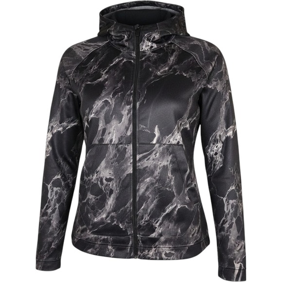 Nike Other - NIKE Hoodie Track Jacket Mens Medium Black Gray Dri-FIT Full Zip Marble Smokey